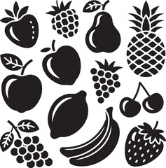 Fresh Fruit Silhouette Collection

Tropical Fruits Vector Design

Healthy and Juicy Fruit Art

Colorful Fruit Icons Illustration

Organic Fruit Set for Kitchen Decor
