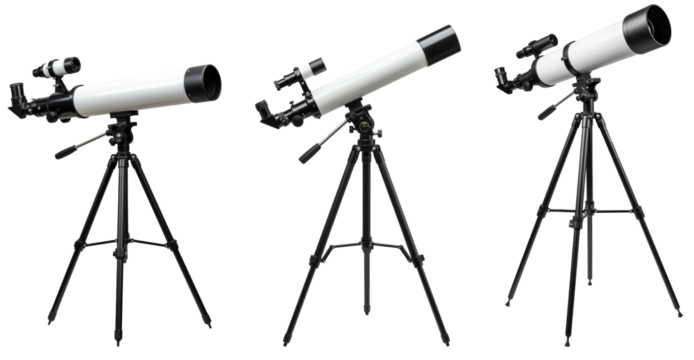 Telescope set with three different models on transparent background  