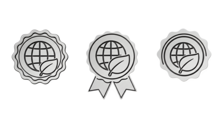 Eco-friendly certification badges, isolated on transparent background