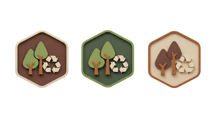 Eco-Friendly Hexagonal Badges, isolated on transparent background
