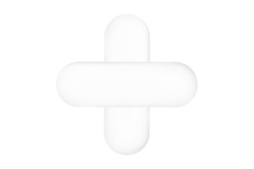 Transparent Liquid Glass Cross, Minimalistic Design Element on White