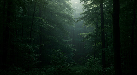 Obraz premium Misty forest interior (1)