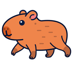  Cute capybaras. Funny amusing capibara character cartoon flat vector illustration. Adorable nice animal. Childish flat vector illustrations