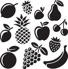 Fresh Fruit Silhouette Collection

Tropical Fruits Vector Design

Healthy and Juicy Fruit Art

Colorful Fruit Icons Illustration

Organic Fruit Set for Kitchen Decor