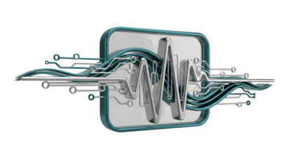 Digital Signal Waveform 3d style, isolated on transparent background