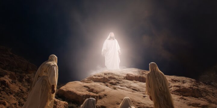 Transfiguration of Jesus Christ on Mount Tabor before the apostles. Gospel event