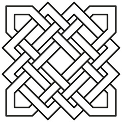 Gray knot icon. Square interlace motif. Celtic weave Vector. White backdrop symbol.
