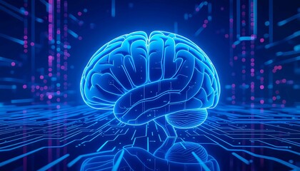 Intelligence meets futuristic design in this glowing neural concept blending human brain with circuit technology