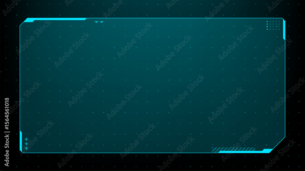 Fototapete futuristic digital hud frame with data grid on dark background. abstract cyber technology display fo