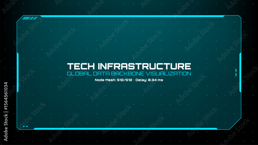 Fototapete tech infrastructure global data backbone visualization with hud interface. futuristic digital concep