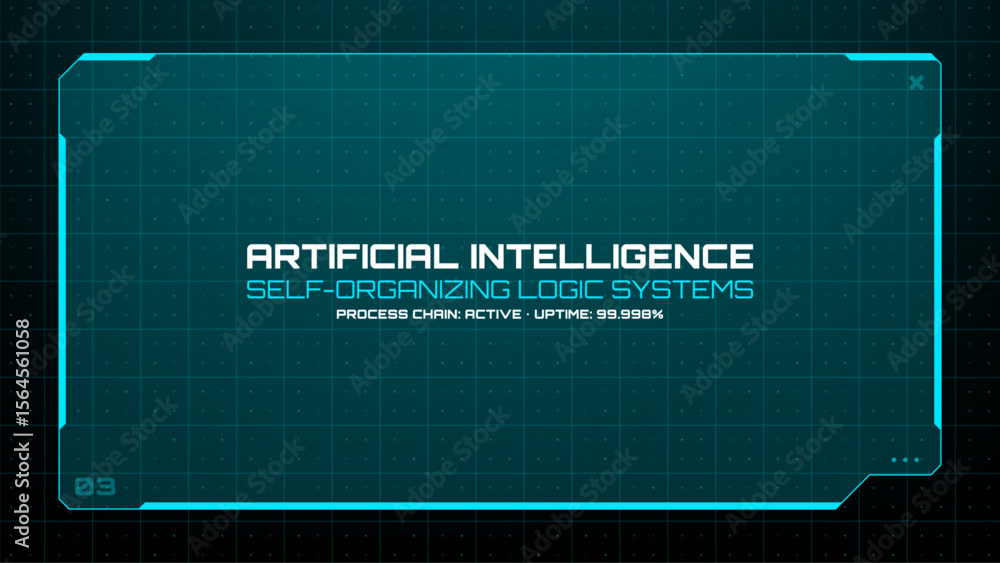Fototapete artificial intelligence concept on dark blue grid background with digital frame. abstract hud vector