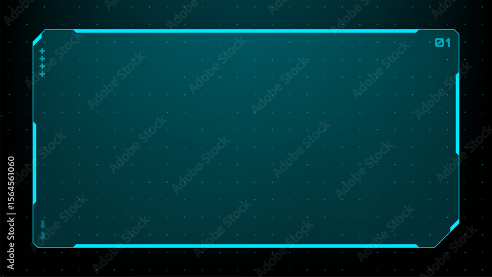 Poster Futuristic heads up display with a tech frame. UI gui dashboard for interface design. Digital data visualization on black.