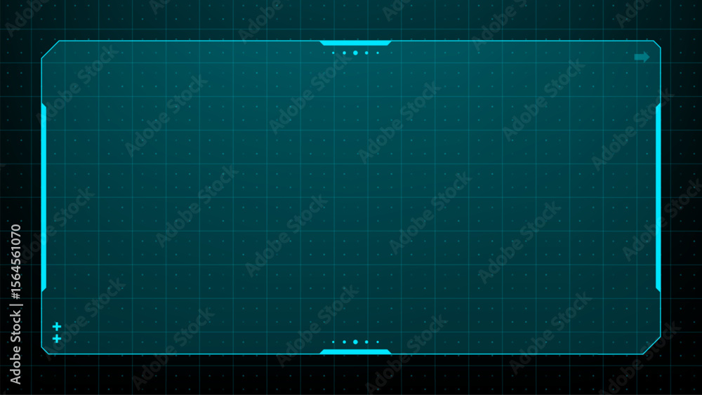 Poster Digital cyber frame with a grid background. Head up display futuristic template. Sci fi interface element. Abstract tech empty gui presentation with copy space.