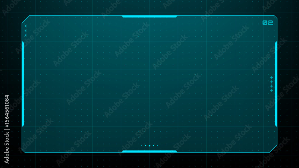 Poster abstract blue empty futuristic hud frame with grid background. head up display interface digital con
