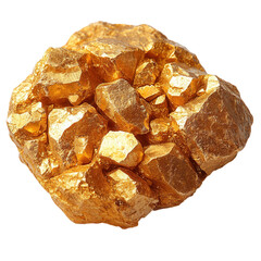 Shiny gold nugget isolated on transparent background 