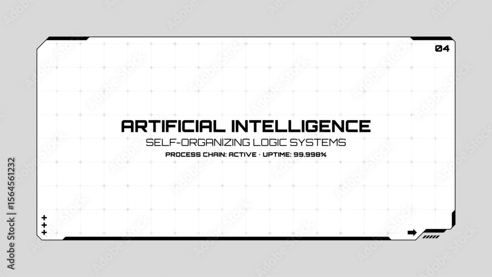 Poster artificial intelligence text on a digital screen with hud elements. technology concept for data anal