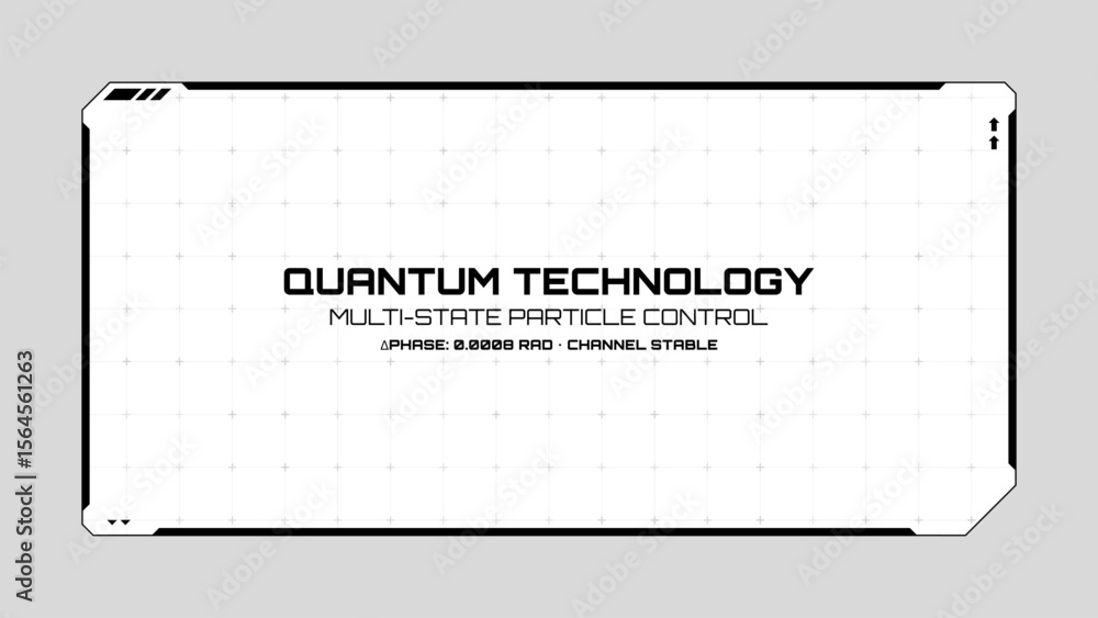Poster Quantum technology HUD vector graphic with multi-state particle control. Futuristic display for digital interface and screen.