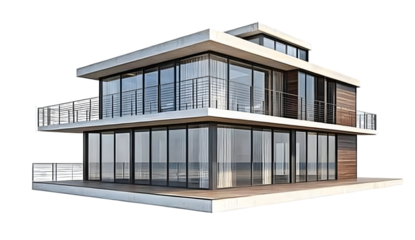 Stunning modern house with large glass windows and sleek architectural design