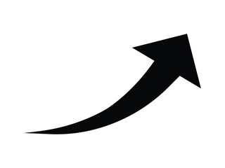 Curved black arrow. Black curved arrow icon isolated on white. Curved arrow vector .