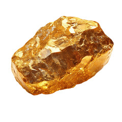 Shiny gold nugget isolated on transparent background 