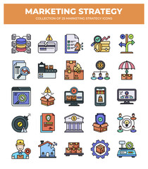 Obraz premium Collection of 25 Marketing Strategy Icons: A Visual Guide to Business Growth