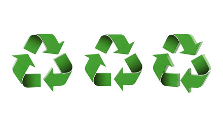 Obraz premium Recycling Symbols - Three Variations 3d rendered, isolated on transparent background