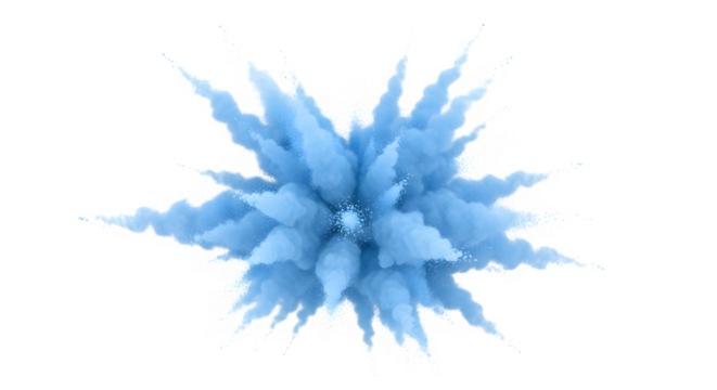 Blue explosion burst, isolated on transparent background