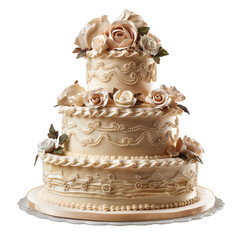 Wedding Cake Isolated on Transparent Background. PNG. Generated AI