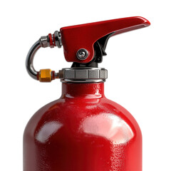 red fire extinguisher isolated on transparent background, emergency safety equipment 