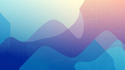 Harmonious gradient flow with translucent shapes and geometric accent