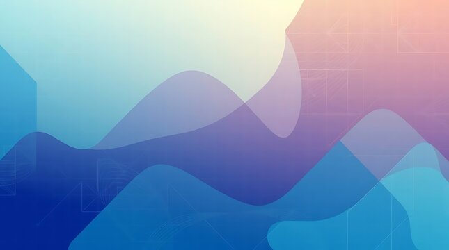 Harmonious gradient flow with translucent shapes and geometric accent