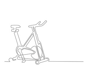 Stationary bike equipment outline drawing illustration. one continuous line drawing of stationary bike.
