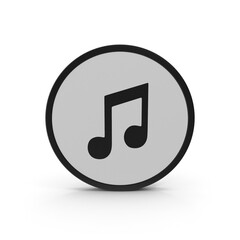 Music Note Icon Simple Grey Circle Design Element 3D transparent background png