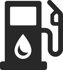 Fuel pump solid icon used in gasoline station, energy supply, and petroleum industry designs.