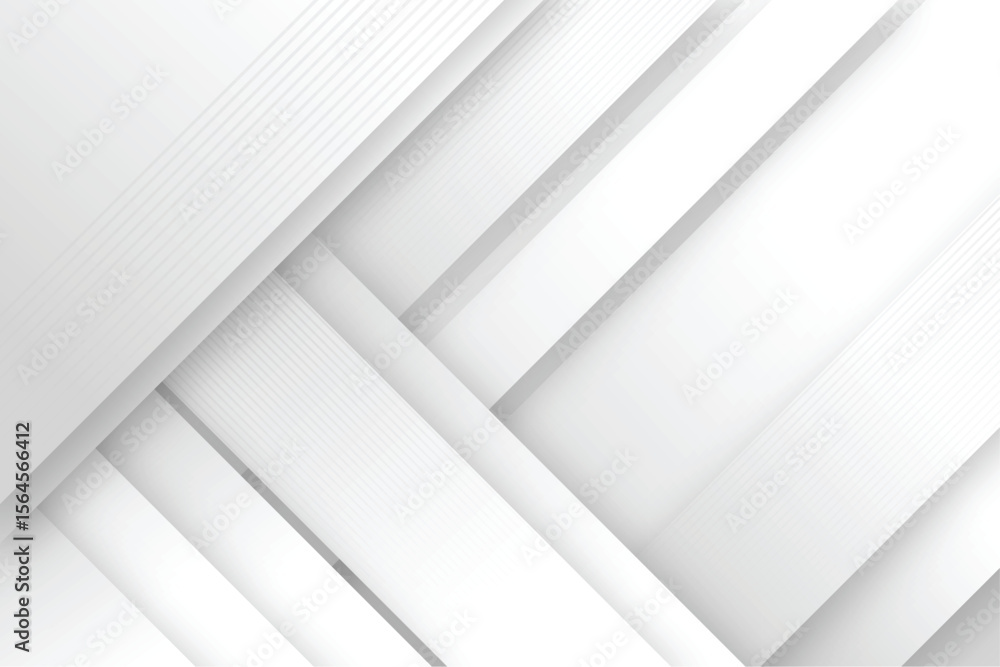 Poster Abstract white background with overlapping planes creating depth effect isolated on transparent background