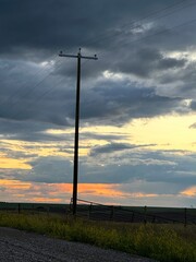 power lines at sunset