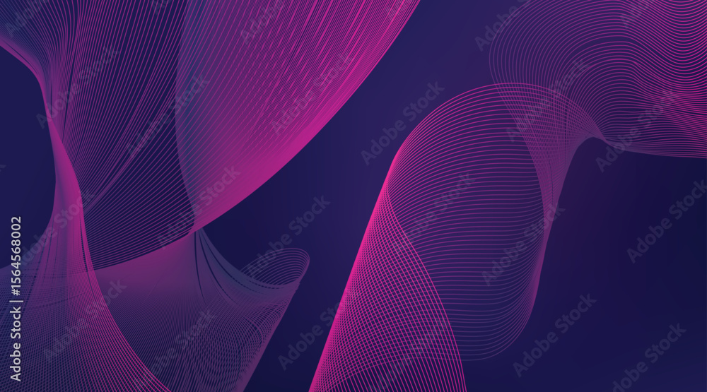 Aufkleber abstract background with wavy lines in shades of pink and dark blue isolated on transparent backgrou