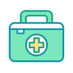 Obraz premium A simple medical kit or first aid box with a green cross symbol on it representing healthcare services and emergency medical attention