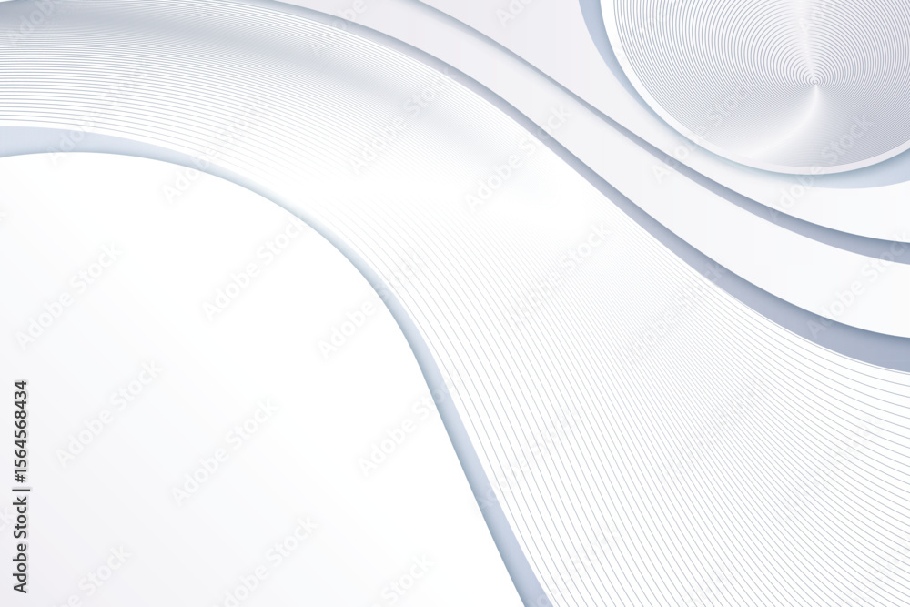 Poster Abstract white background with curved lines and circular design element isolated on transparent background
