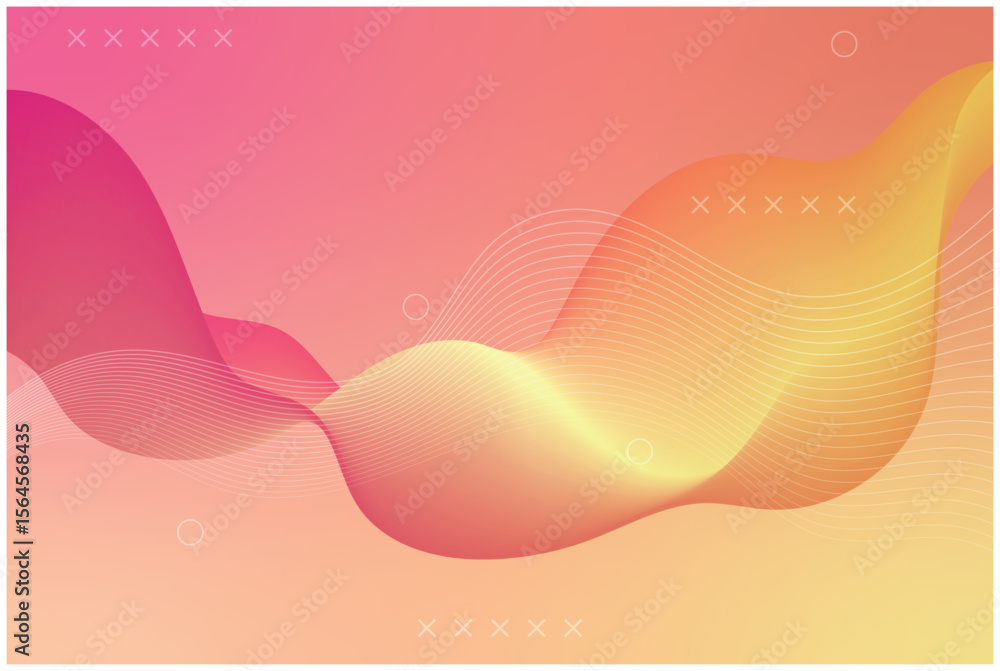Poster abstract gradient background with waves and geometric shapes design isolated on transparent backgrou