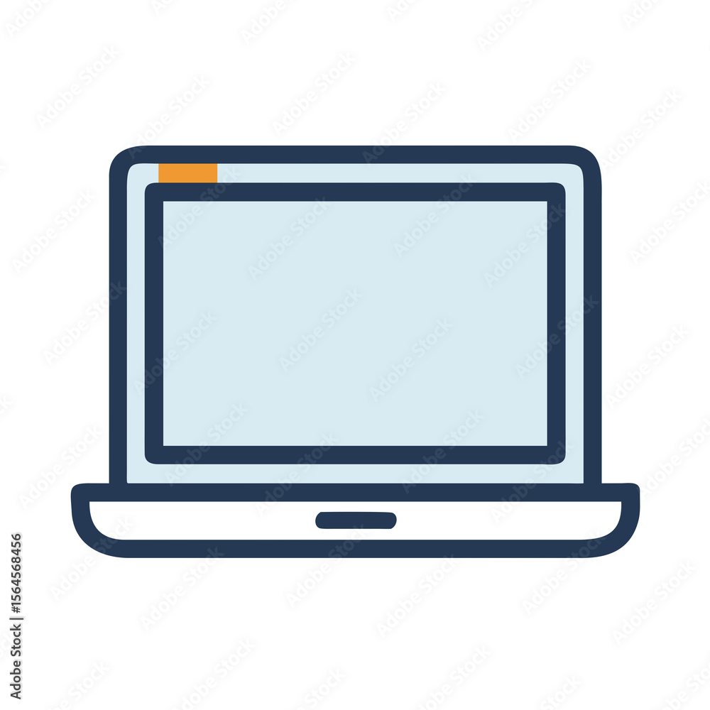 Poster modern portable laptop computer for business and personal use showing clear screen and keyboard