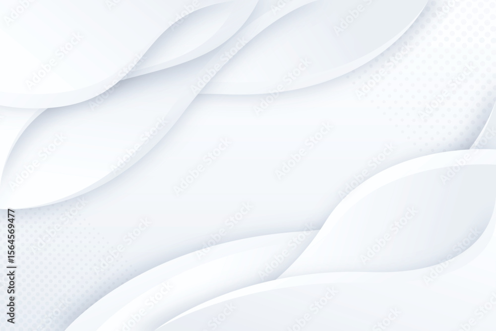 Poster abstract white background with layered curved shapes and soft shadows isolated on transparent backgr
