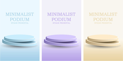 set Floating circle cylinder podium stage pedestal and platform vector, a modern and elegant display for products, awards, or presentations. Ideal for sleek showcases and minimalist designs.