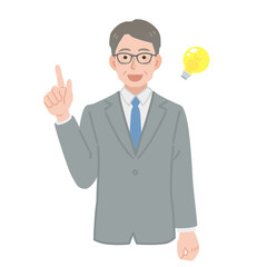 ひらめく中年のビジネスマンのイラスト