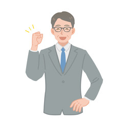 応援をする中年のビジネスマンのイラスト