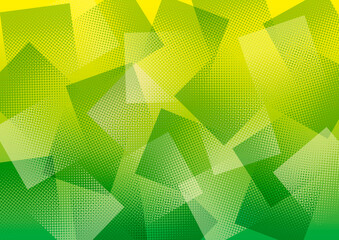 ドットのグラデーションの四角いパターン　黄色と緑