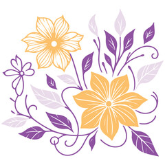 artistic floral bloom and detailed leaf drawing in a nature inspired modern format for textile creation

