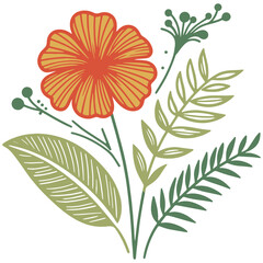 contemporary nature art of floral and stem leaves for cushions and digital wedding stationery applications

