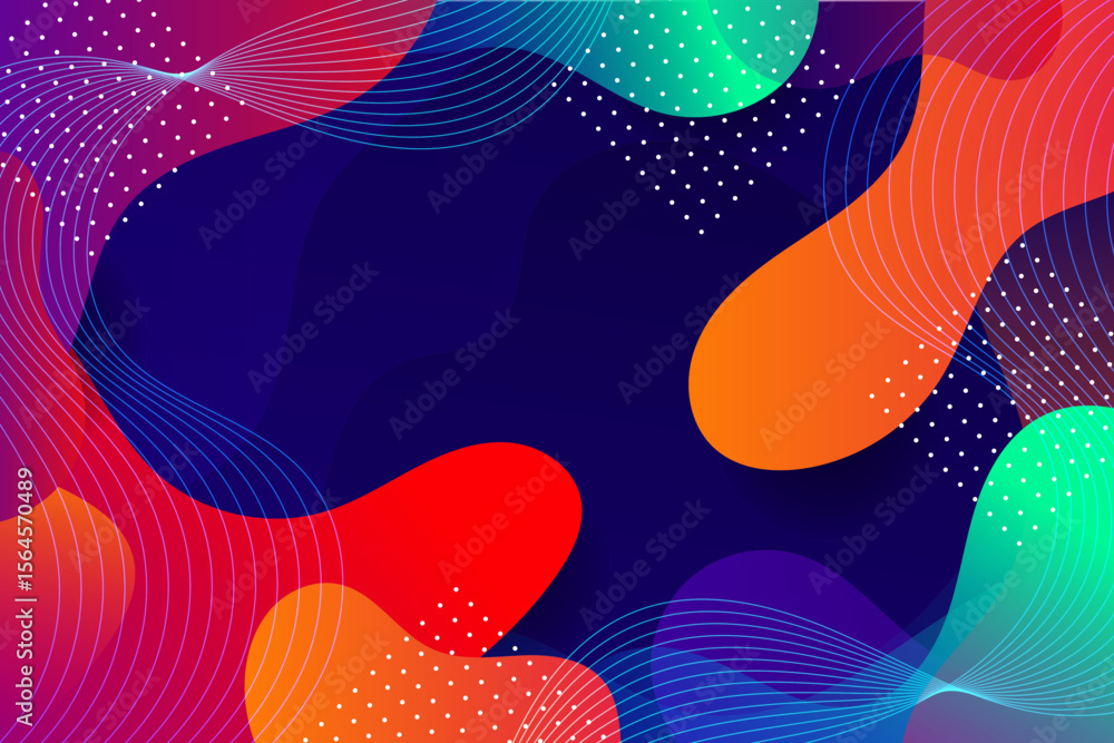 Poster colorful abstract background with fluid shapes and dotted patterns design isolated on transparent ba