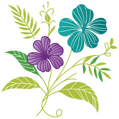 hand illustrated blossom and leaf composition in botanical format for trendy fashion and textile surfaces

